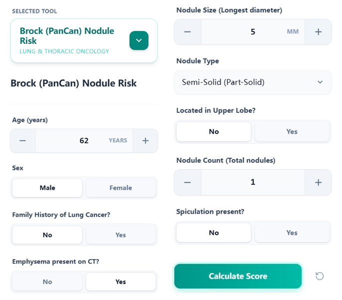 OncoToolkit Brock Calculator input interface design