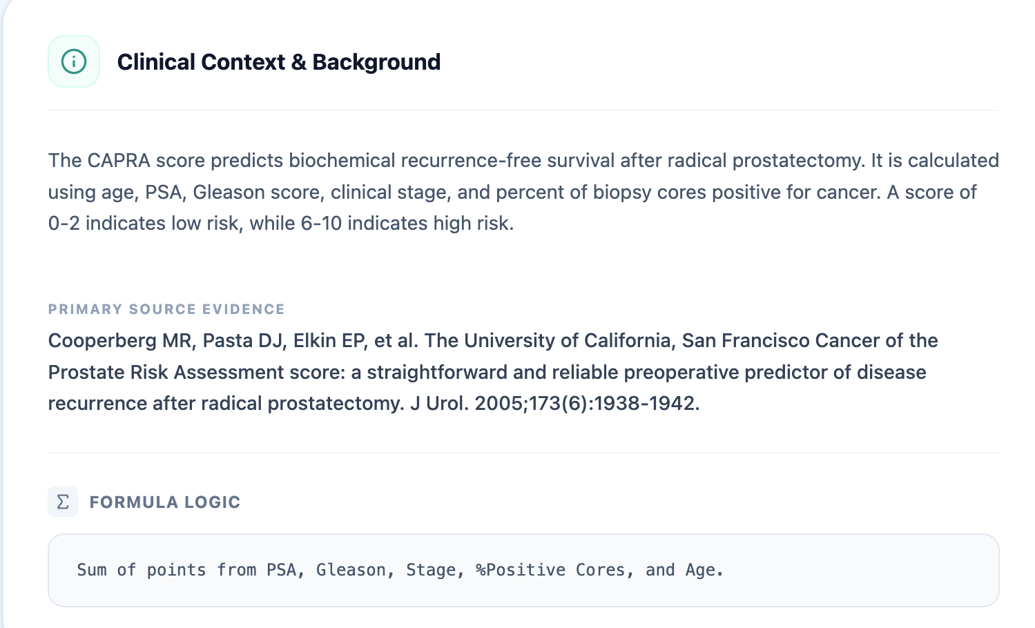 Clinical background and formula explanation