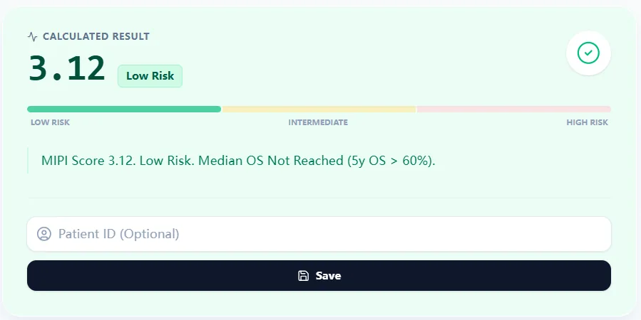 Result view of the MIPI calculator