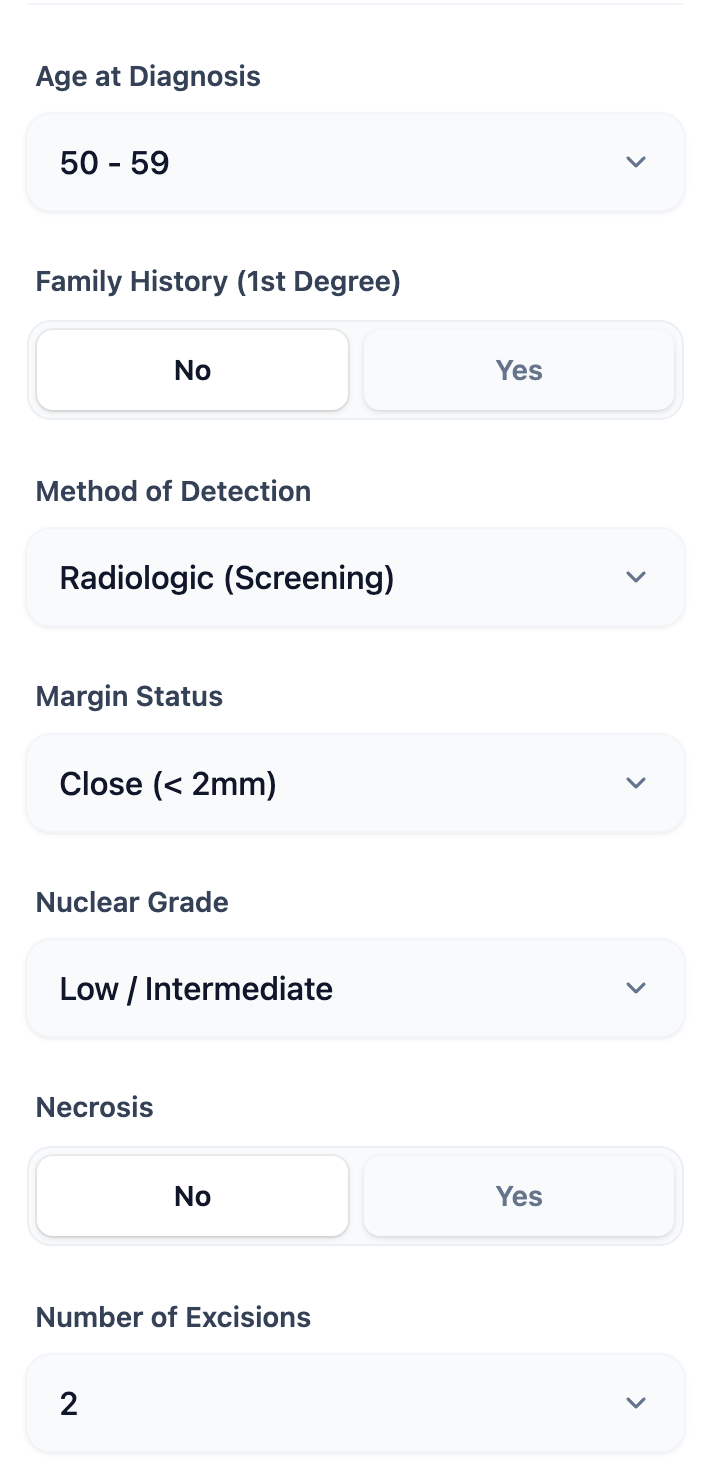 MSKCC Calculator Input Form