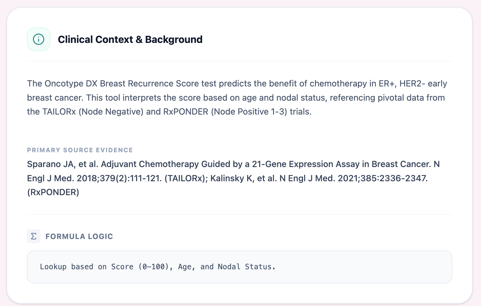 Oncotype DX clinical background panel