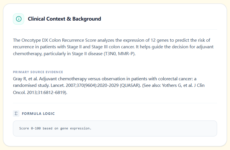 Clinical context overview of the CRS assay