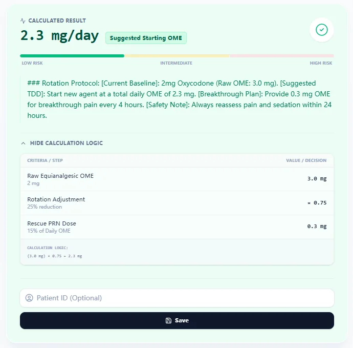 Opioid Rotation and OME Calculator Interface