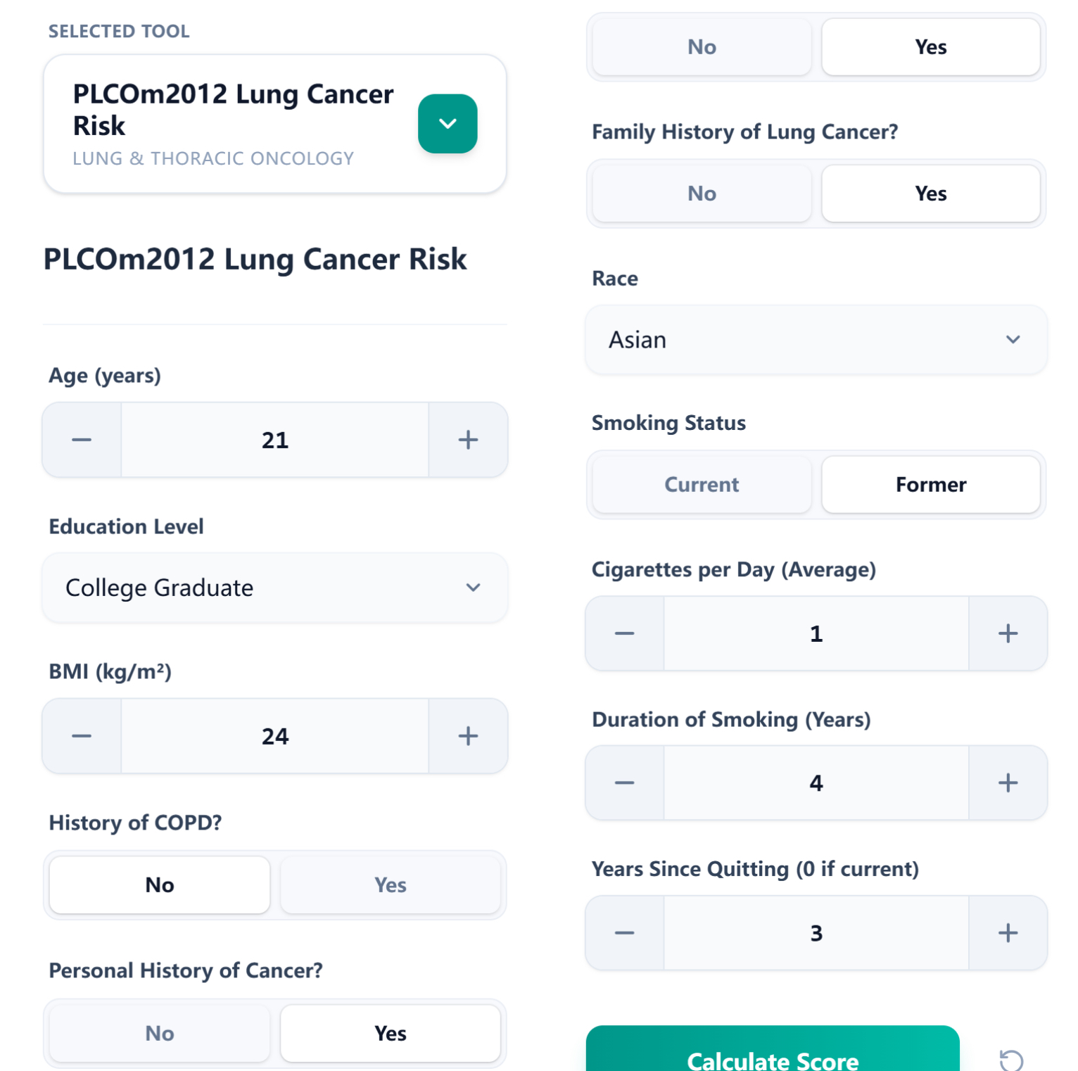 Figure 2. Input interface for PLCOm2012