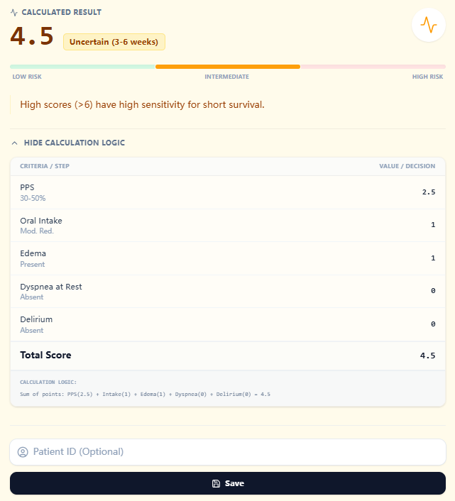 OncoToolkit Calculator logic display