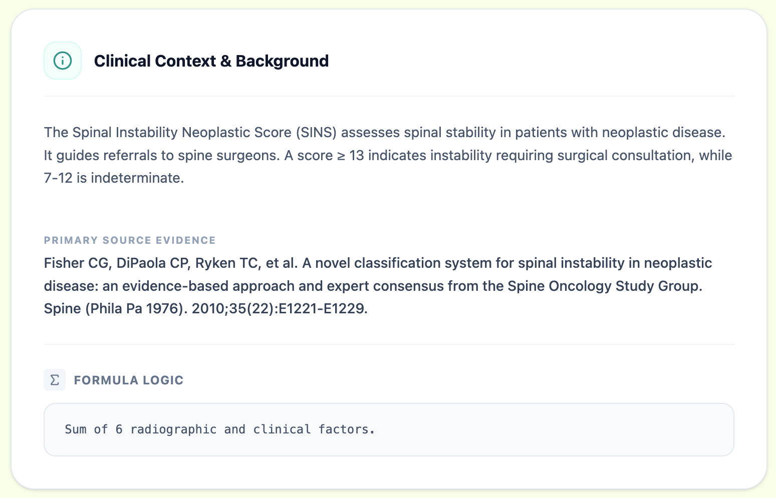 SINS Methodology and Evidence View