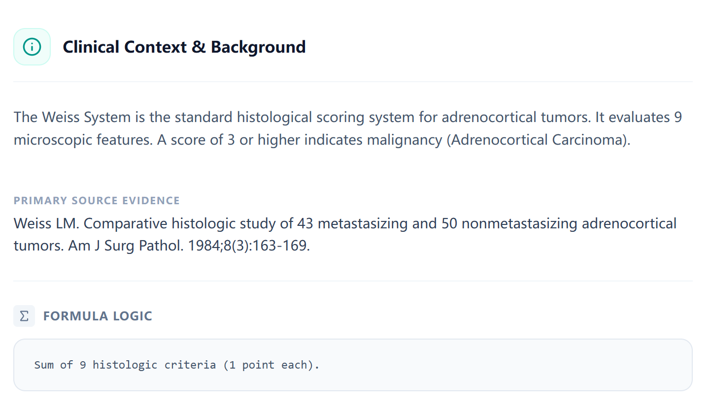 Weiss Score Diagnosis Thresholds